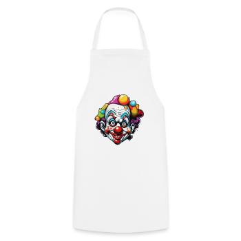 Clown / Zirkus / Fasching / Karneval / verspielt - Kochschürze - Weiß - Vorne - AI Model Male 185 dark (185cm)