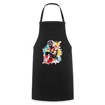 Boxer / Sports / Fight / Arena / Boxing Ring / Fists - Cooking Apron - black - Front - AI Model Male 185 dark (185cm)