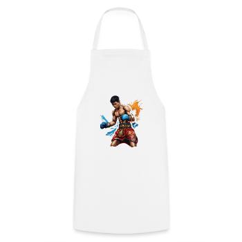 Boxer / Sports / Fight / Arena / Boxing Ring / Fists - Cooking Apron - white - Front - AI Model Male 185 dark (185cm)