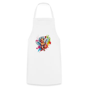 Cupidon / Amour / Flèche / Coeur / Saint Valentin - Tablier de cuisine - blanc - Devant - AI Model Male 185 dark (185cm)