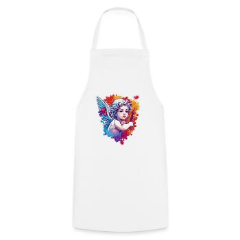 Cupidon / Amour / Flèche / Coeur / Saint Valentin - Tablier de cuisine - blanc - Devant - AI Model Male 185 dark (185cm)