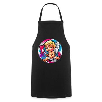Cupid / Love / Arrow / Heart / Valentine's Day - Cooking Apron - black - Front - AI Model Male 185 dark (185cm)