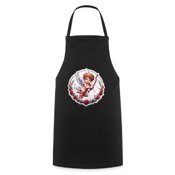 Cupid / Love / Arrow / Heart / Valentine's Day - Cooking Apron - black - Front - AI Model Male 185 dark (185cm)