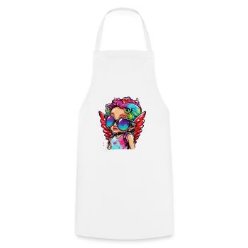 Cupidon / Amour / Flèche / Coeur / Saint Valentin - Tablier de cuisine - blanc - Devant - AI Model Male 185 dark (185cm)