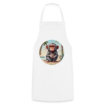 Monkey / Animal / Zoo / Babian / Wild / Comic - Cooking Apron - white - Front - AI Model Male 185 dark (185cm)