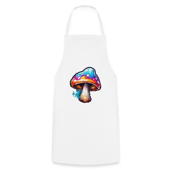 Mushroom / Mushroom / Meadow / Forest / Goa / Psy - Cooking Apron - white - Front - AI Model Male 185 dark (185cm)