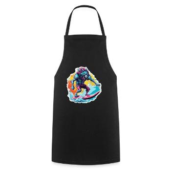 Loup-garou / Pleine lune / Créature / Transformation / Malédiction - Tablier de cuisine - noir - Devant - AI Model Male 185 dark (185cm)