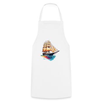 Bateau pirate / Bateau / Mer / Océan / Vagues - Tablier de cuisine - blanc - Devant - AI Model Male 185 dark (185cm)