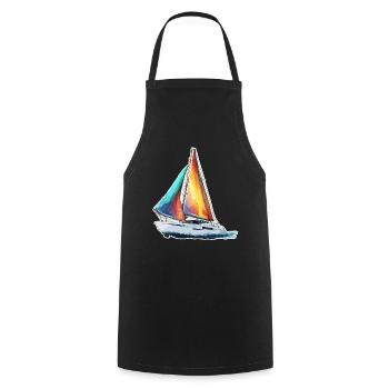Bateau pirate / Bateau / Mer / Océan / Vagues - Tablier de cuisine - noir - Devant - AI Model Male 185 dark (185cm)