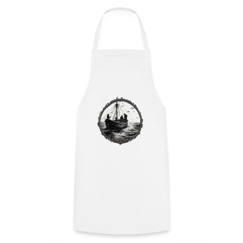 Pirate Ship / Boat / Sea / Ocean / Waves - Cooking Apron - white - Front - AI Model Male 185 dark (185cm)