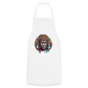 Mayan / High Culture / Peru / Mayan Calendar / Motif - Cooking Apron - white - Front - AI Model Male 185 dark (185cm)
