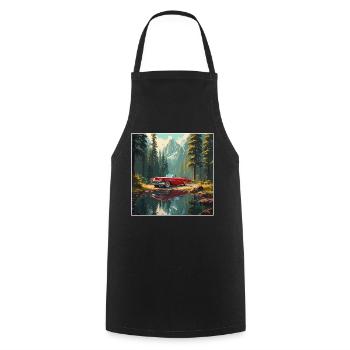 Old Timer / Car / 50s / Retro / Vintage - Cooking Apron - black - Front - AI Model Male 185 dark (185cm)