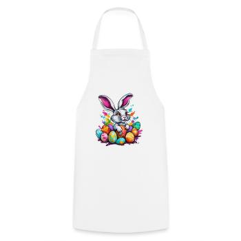 Easter Bunny / Easter / Eggs / Holidays / Easter - Cooking Apron - white - Front - AI Model Male 185 dark (185cm)