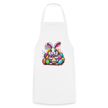 Easter Bunny / Easter / Eggs / Holidays / Easter - Cooking Apron - white - Front - AI Model Male 185 dark (185cm)