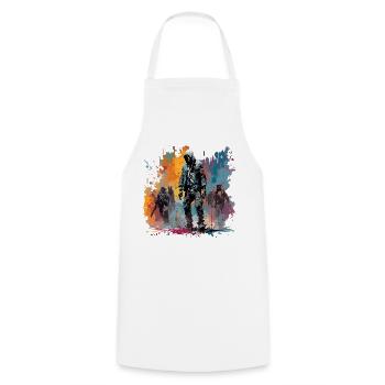 Apocalypse / Doomsday / Destruction / Anarchy - Cooking Apron - white - Front - AI Model Male 185 dark (185cm)