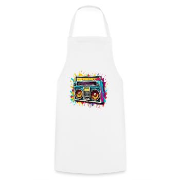 Radio / Analogique / Musique / Fréquence / Haut-parleurs - Tablier de cuisine - blanc - Devant - AI Model Male 185 dark (185cm)