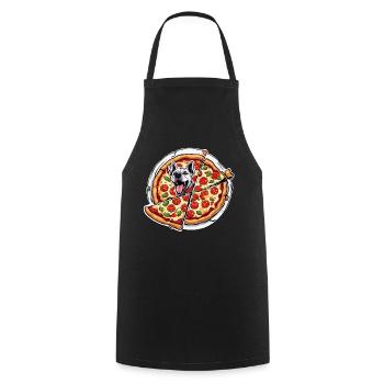 Pizza / Restauration rapide / Italienne / Margherita - Tablier de cuisine - noir - Devant - AI Model Male 185 dark (185cm)
