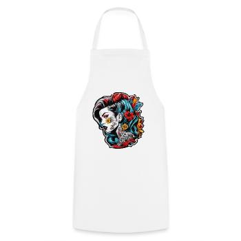 Rockabilly / Pin-up Girl / Girl Power / Années 50 - Tablier de cuisine - blanc - Devant - AI Model Male 185 dark (185cm)