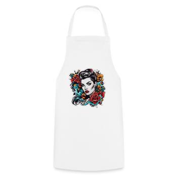 Rockabilly / Pin-up Girl / Girl Power / Années 50 - Tablier de cuisine - blanc - Devant - AI Model Male 185 dark (185cm)