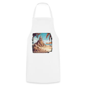 Sandcastle / Building / Playing / Castle / Holiday - Cooking Apron - white - Front - AI Model Male 185 dark (185cm)