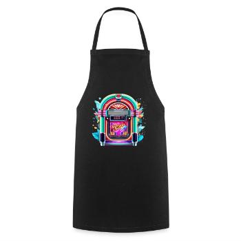 Jukebox / Automate musical / Rétro / années 50 - Tablier de cuisine - noir - Devant - AI Model Male 185 dark (185cm)