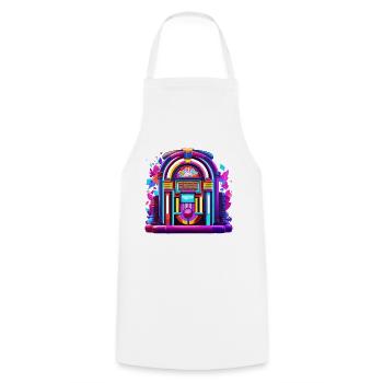 Jukebox / Musical Automaton / Retro / 50s - Cooking Apron - white - Front - AI Model Male 185 dark (185cm)