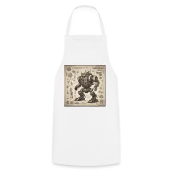 Blueprint / Sepia / Vintage / Retro / Robot - Cooking Apron - white - Front - AI Model Male 185 dark (185cm)