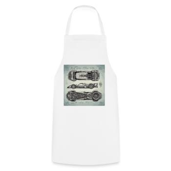 Blueprint / Sepia / Vintage / Retro / Robot - Cooking Apron - white - Front - AI Model Male 185 dark (185cm)