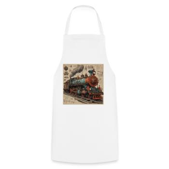 Blueprint / Sepia / Vintage / Retro / Robot - Cooking Apron - white - Front - AI Model Male 185 dark (185cm)