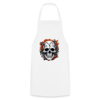 Skull / Totenkopf / Skelett / Gothic / Tattoo - Kochschürze - Weiß - Vorne - AI Model Male 185 dark (185cm)
