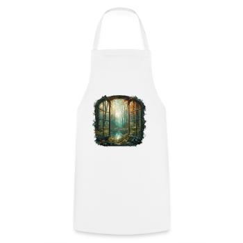 Window in the Forest / Trees / View / Wilderness - Cooking Apron - white - Front - AI Model Male 185 dark (185cm)