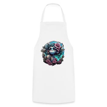 Cute Monkey / Monkey Girl / Cute / Hair Bow - Cooking Apron - white - Front - AI Model Male 185 dark (185cm)
