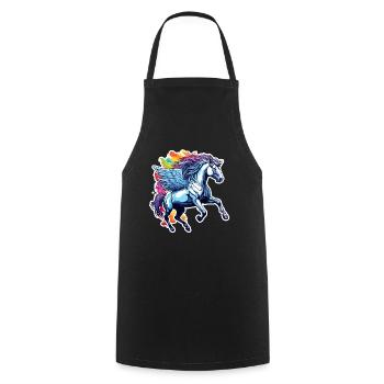 Pegasus / Wings /Greek / Fantasy - Cooking Apron - black - Front - AI Model Male 185 dark (185cm)