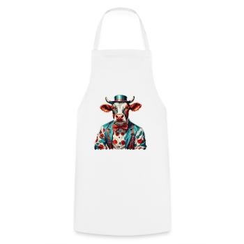 Clown Animal / Cirque / Drôle / Coloré / Spectacle / Vache - Tablier de cuisine - blanc - Devant - AI Model Male 185 dark (185cm)
