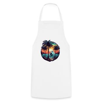 Beach / Island / Vacation / Summer / Sun / Sea - Cooking Apron - white - Front - AI Model Male 185 dark (185cm)