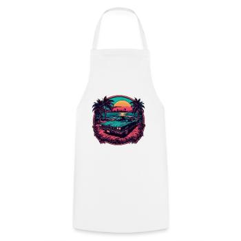 Beach / Island / Vacation / Summer / Sun / Sea - Cooking Apron - white - Front - AI Model Male 185 dark (185cm)