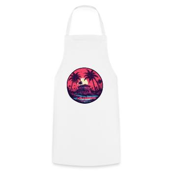 Beach / Island / Vacation / Summer / Sun / Sea - Cooking Apron - white - Front - AI Model Male 185 dark (185cm)