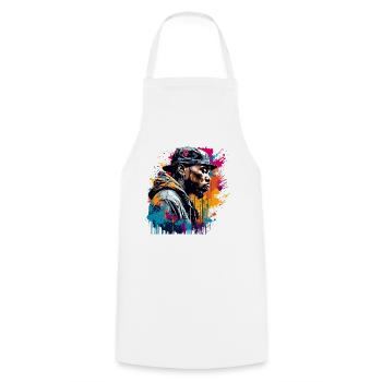 Rapper / Hip Hop / Song / Cool / Rhymes / Beat - Cooking Apron - white - Front - AI Model Male 185 dark (185cm)