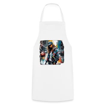Rapper / Hip Hop / Song / Cool / Rhymes / Beat - Cooking Apron - white - Front - AI Model Male 185 dark (185cm)