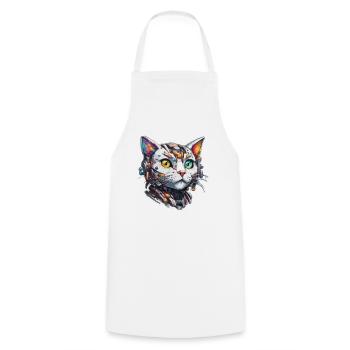 Robot Animal / AI / Mechanized Animals / Comic - Cooking Apron - white - Front - AI Model Male 185 dark (185cm)