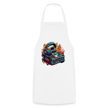 Headphones / Audio / Music / Sound / Cool - Cooking Apron - white - Front - AI Model Male 185 dark (185cm)