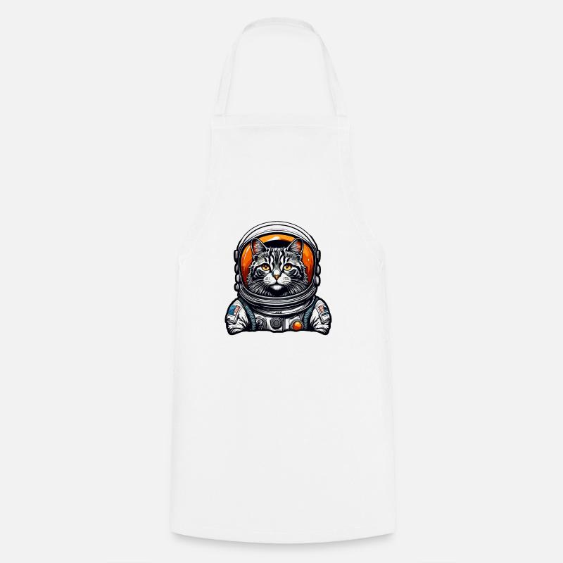 Astronaut / Space / Animal / Cat / Spaceship - Cooking Apron - white