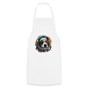 Astronaute / Espace / Animal / Chien / Vaisseau spatial - Tablier de cuisine - blanc - Devant - AI Model Male 185 dark (185cm)