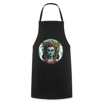 Tiki / Hawaï / Tropical / Île / Culture / Logo - Tablier de cuisine - noir - Devant - AI Model Male 185 dark (185cm)