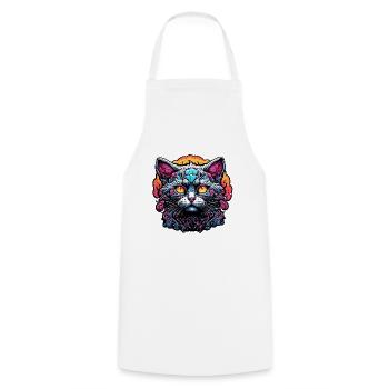 Cool Cat / Funny / Animal / Pet / Crazy - Cooking Apron - white - Front - AI Model Male 185 dark (185cm)