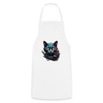 Cool Cat / Funny / Animal / Pet / Crazy - Cooking Apron - white - Front - AI Model Male 185 dark (185cm)