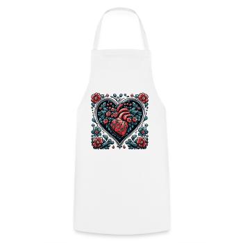 Heart / Mother's Day / Love / Holidays / Love - Cooking Apron - white - Front - AI Model Male 185 dark (185cm)