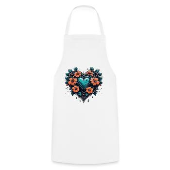 Coeur / Fête des Mères / Amour / Vacances / Amour - Tablier de cuisine - blanc - Devant - AI Model Male 185 dark (185cm)