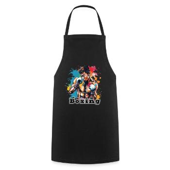 Boxer / Sports / Fight / Arena / Boxing Ring / Fists - Cooking Apron - black - Front - AI Model Male 185 dark (185cm)