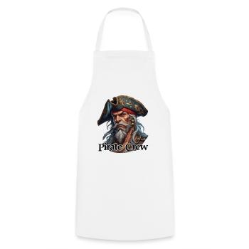 Pirat / Ahoi / Anker / Kapitän / Totenkopf / Rum - Kochschürze - Weiß - Vorne - AI Model Male 185 dark (185cm)
